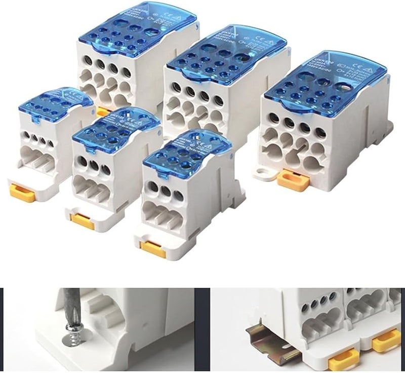 Fabuleta 80A Power Junction Box Distribution Terminal Block Connector DIN Rail Blue - Image 3